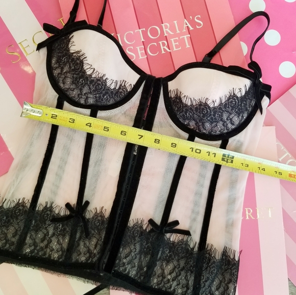 Victoria's Secret Vintage Sexy Little Things Bustier Corset Velvet Bows Lace NWT - Picture 7 of 13